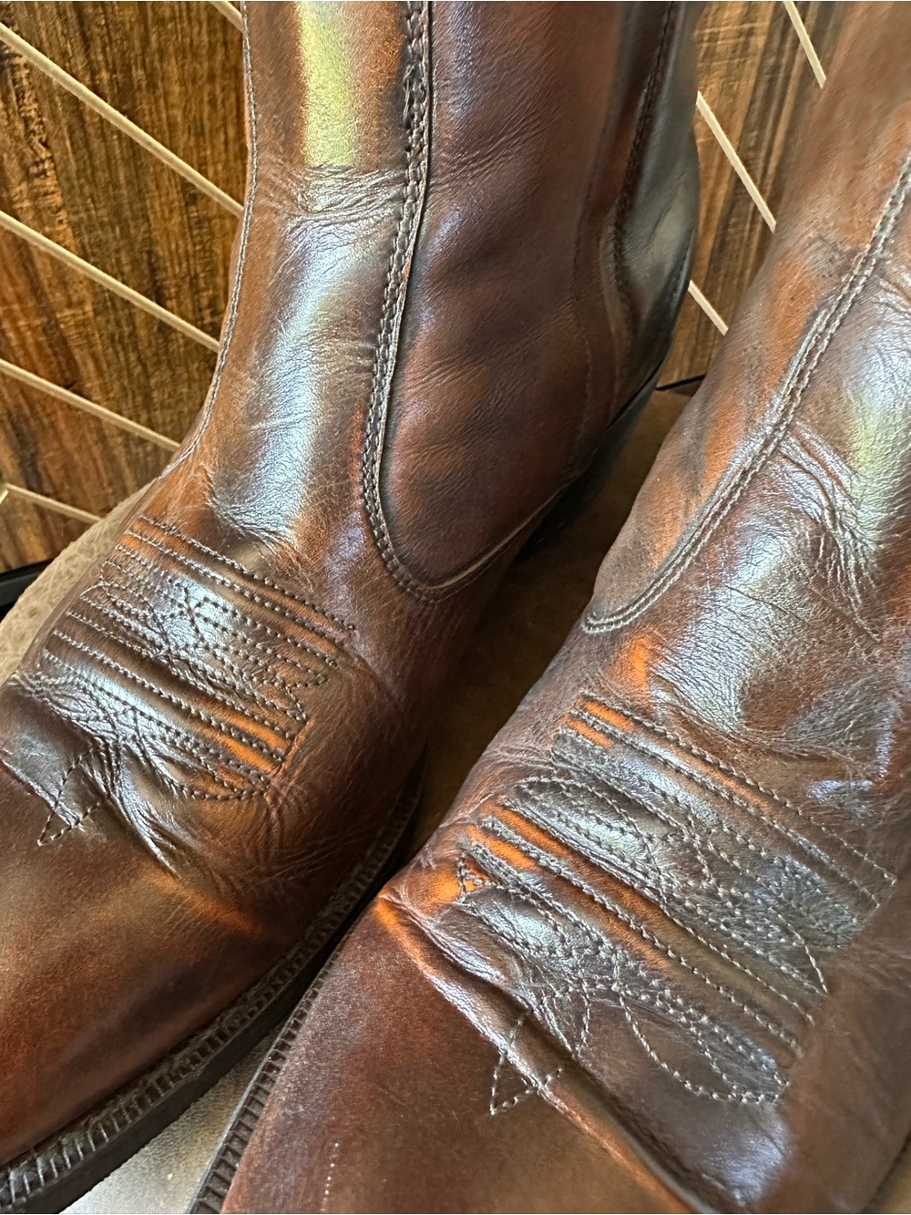 Laredo Fletcher Men's Brown Leather Boots 12D Western Zip Up - Picture 7 of 8
